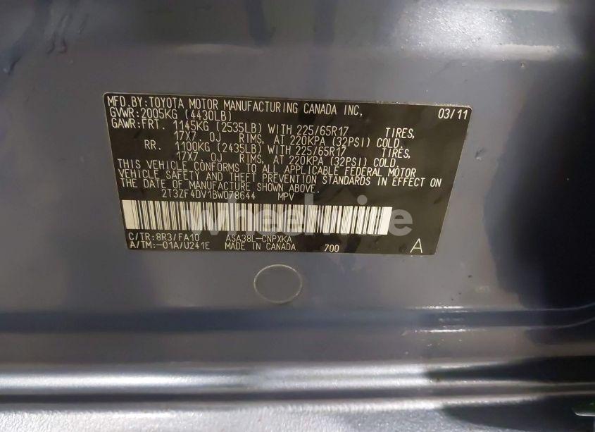 Photo 9 of 2011 Toyota Rav4 (VIN 2T3ZF4DV1BW078644)