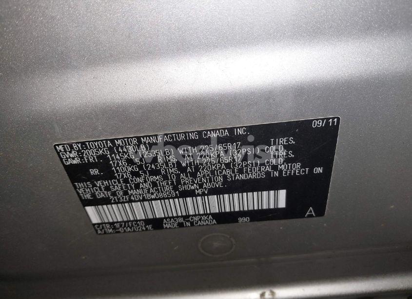 Photo 9 of 2011 Toyota Rav4 (VIN 2T3ZF4DV1BW088591)