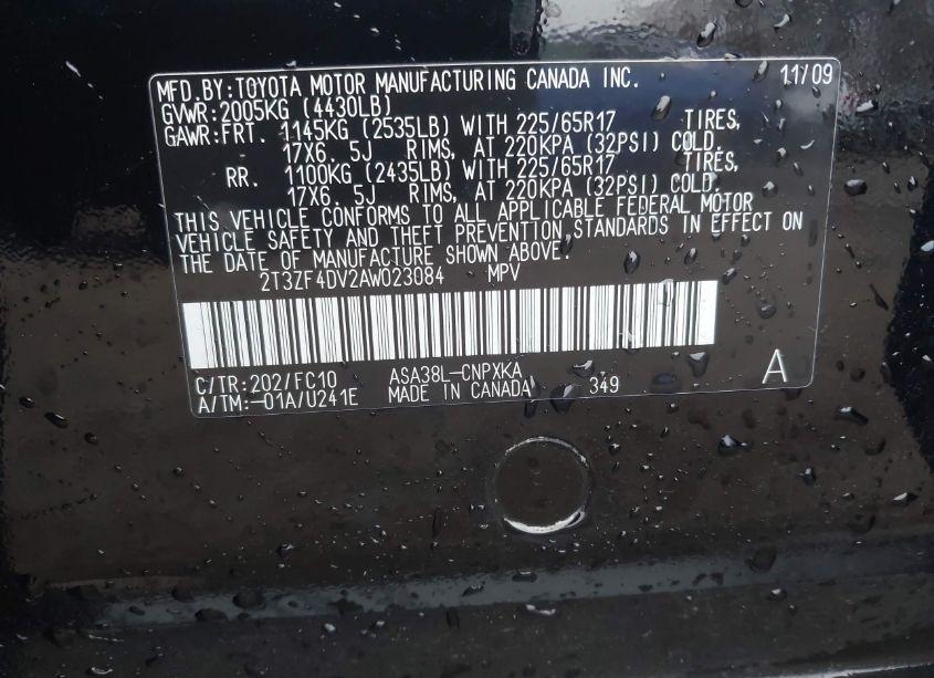 Photo 9 of 2010 Toyota Rav4 (VIN 2T3ZF4DV2AW023084)