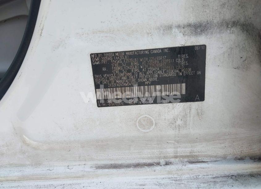 Photo 9 of 2010 Toyota Rav4 (VIN 2T3ZF4DV2AW041956)