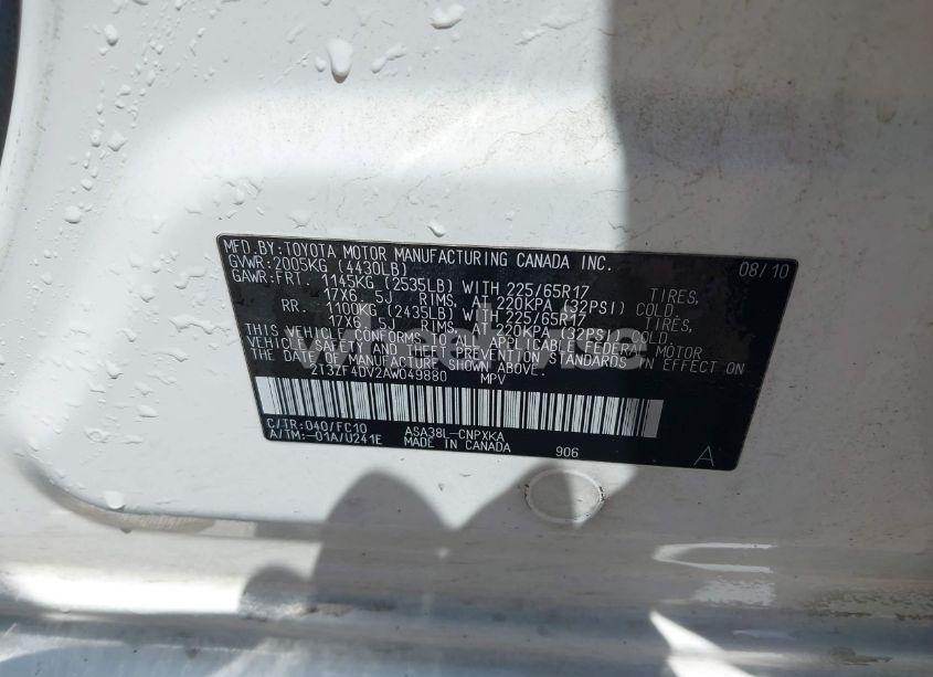 Photo 9 of 2010 Toyota Rav4 (VIN 2T3ZF4DV2AW049880)