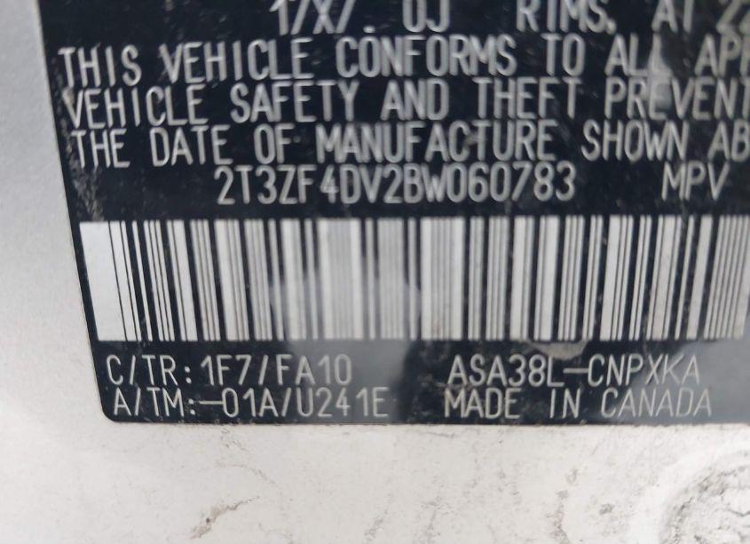 Photo 9 of 2011 Toyota Rav4 (VIN 2T3ZF4DV2BW060783)