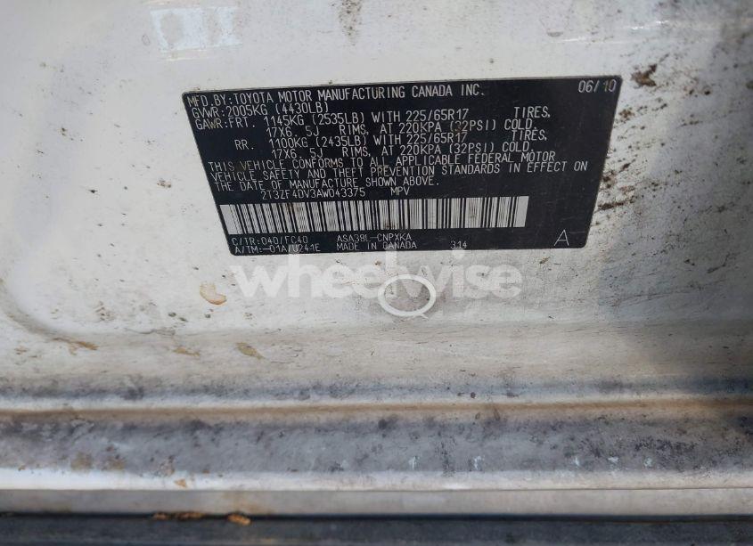 Photo 9 of 2010 Toyota Rav4 (VIN 2T3ZF4DV3AW043375)