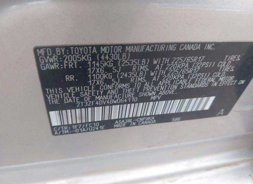 Photo 9 of 2011 Toyota Rav4 (VIN 2T3ZF4DV4BW064110)