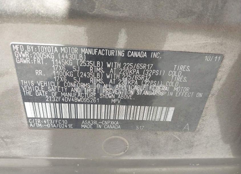 Photo 9 of 2011 Toyota Rav4 (VIN 2T3ZF4DV4BW095261)