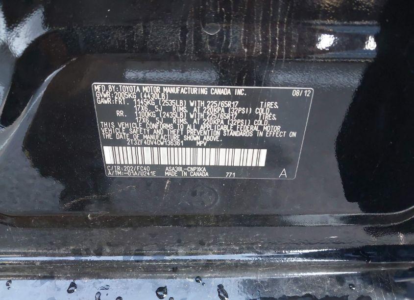 Photo 9 of 2012 Toyota Rav4 (VIN 2T3ZF4DV4CW136361)
