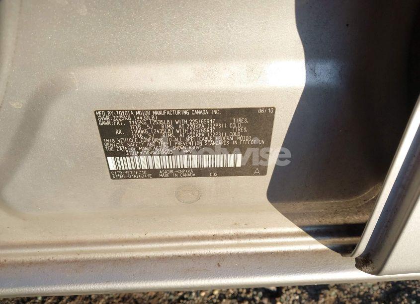 Photo 9 of 2010 Toyota Rav4 (VIN 2T3ZF4DV5AW039683)