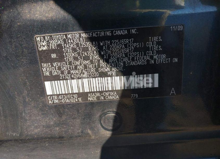 Photo 9 of 2010 Toyota Rav4 (VIN 2T3ZF4DV6AW023220)