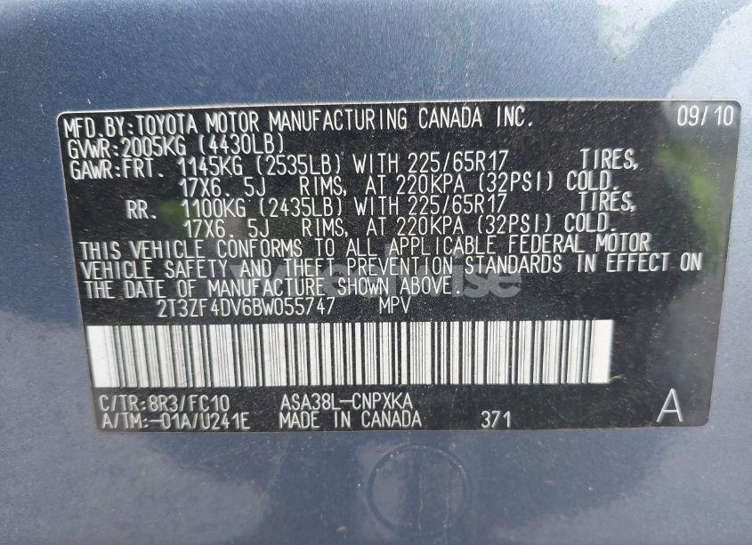 Photo 9 of 2011 Toyota Rav4 (VIN 2T3ZF4DV6BW055747)