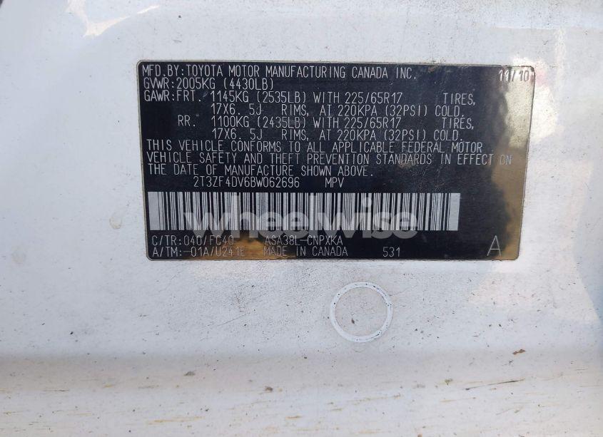 Photo 9 of 2011 Toyota Rav4 (VIN 2T3ZF4DV6BW062696)