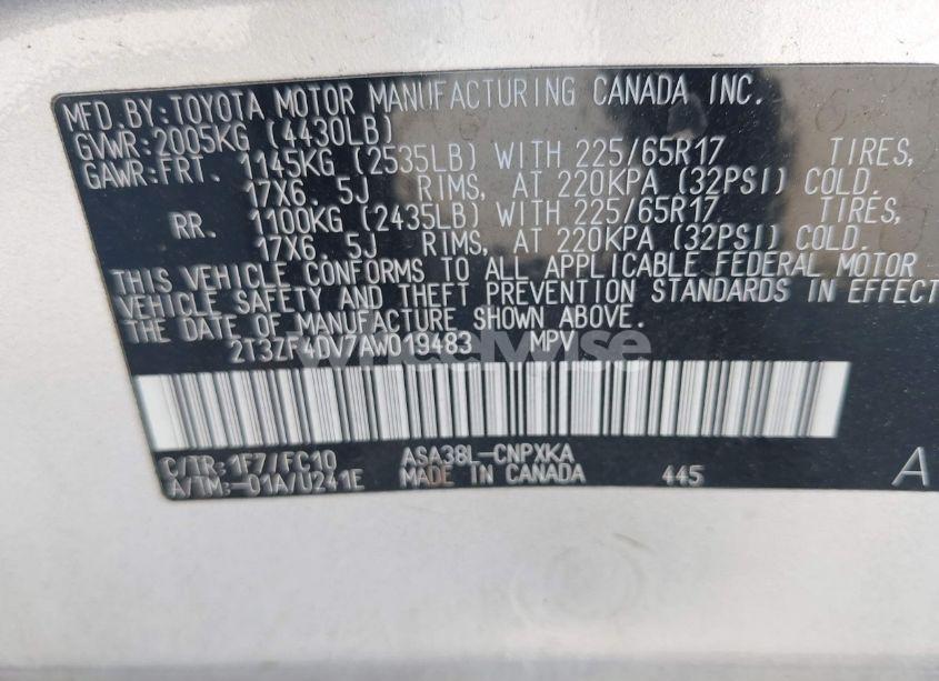 Photo 9 of 2010 Toyota Rav4 (VIN 2T3ZF4DV7AW019483)