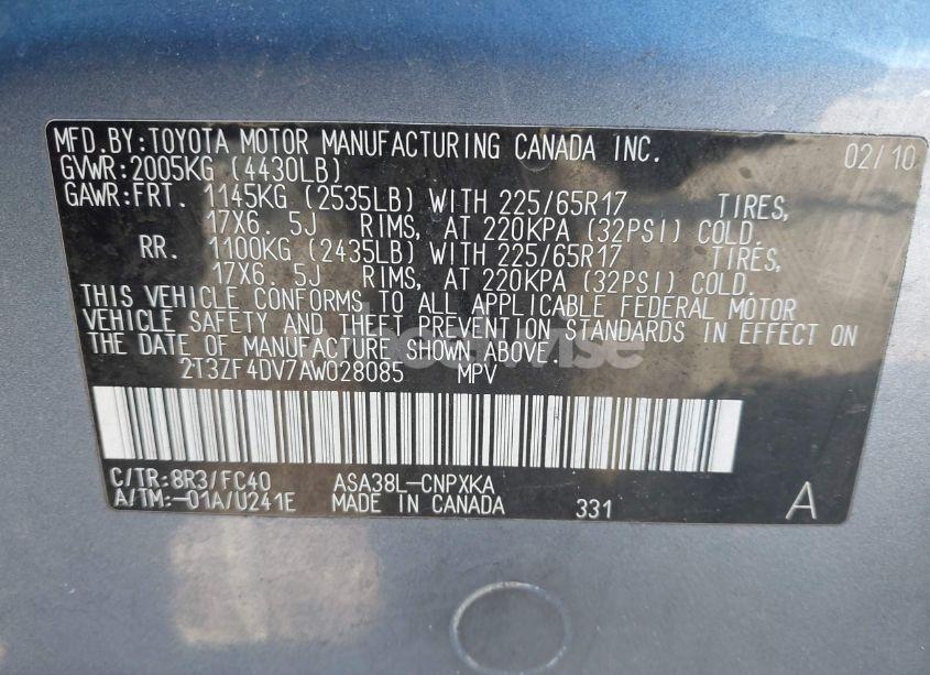 Photo 9 of 2010 Toyota Rav4 (VIN 2T3ZF4DV7AW028085)