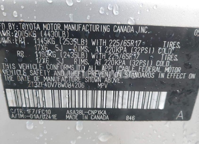 Photo 9 of 2011 Toyota Rav4 (VIN 2T3ZF4DV7BW084206)