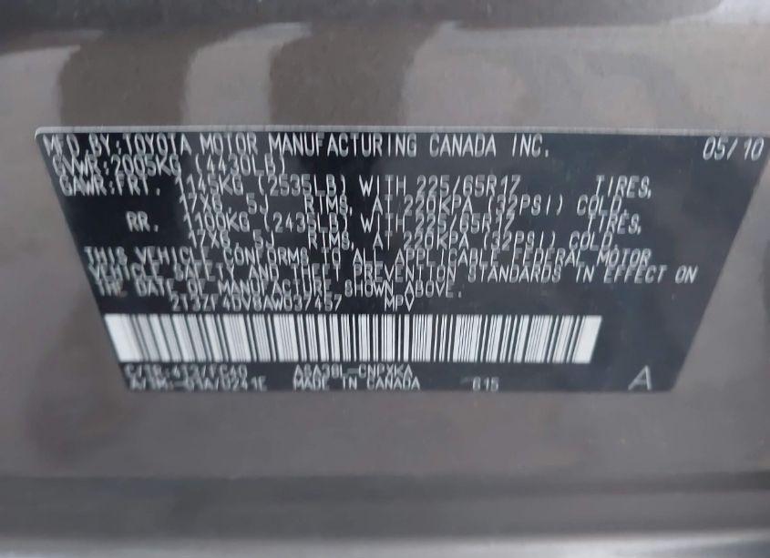 Photo 9 of 2010 Toyota Rav4 (VIN 2T3ZF4DV8AW037457)