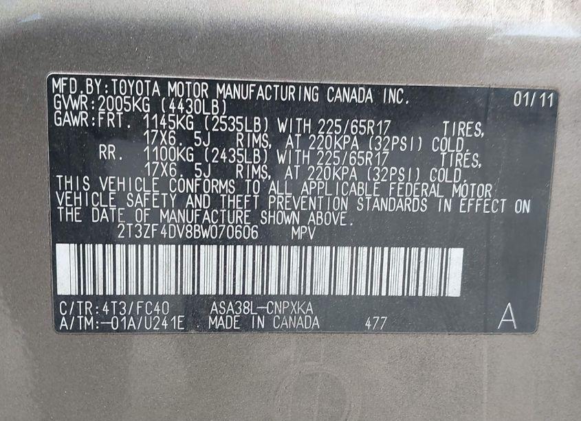 Photo 9 of 2011 Toyota Rav4 (VIN 2T3ZF4DV8BW070606)