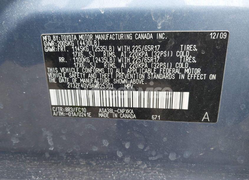 Photo 9 of 2010 Toyota Rav4 (VIN 2T3ZF4DV9AW025303)