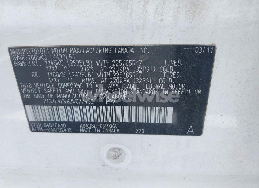 Photo 9 of 2011 Toyota Rav4 (VIN 2T3ZF4DV9BW077452)
