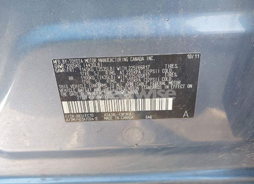 Photo 9 of 2011 Toyota Rav4 (VIN 2T3ZF4DV9BW093036)