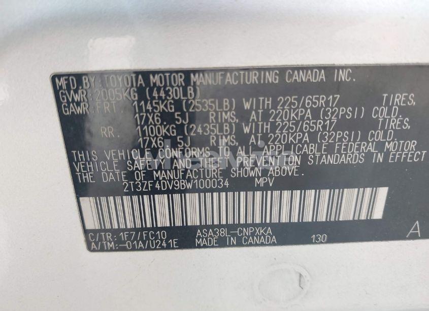 Photo 9 of 2011 Toyota Rav4 (VIN 2T3ZF4DV9BW100034)