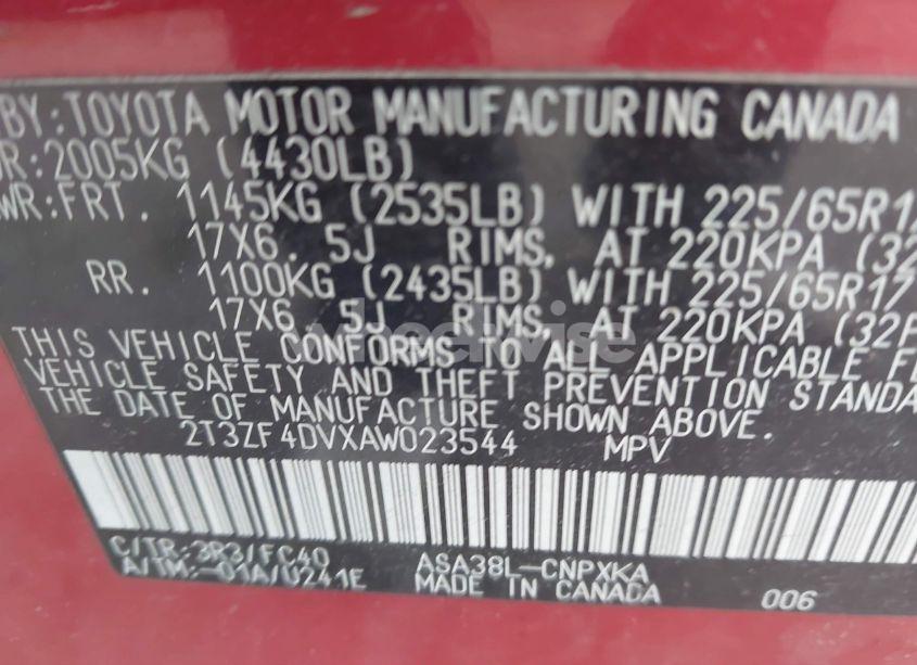 Photo 9 of 2010 Toyota Rav4 (VIN 2T3ZF4DVXAW023544)