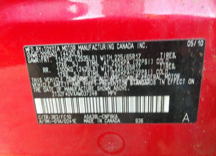 Photo 9 of 2010 Toyota Rav4 (VIN 2T3ZF4DVXAW037248)