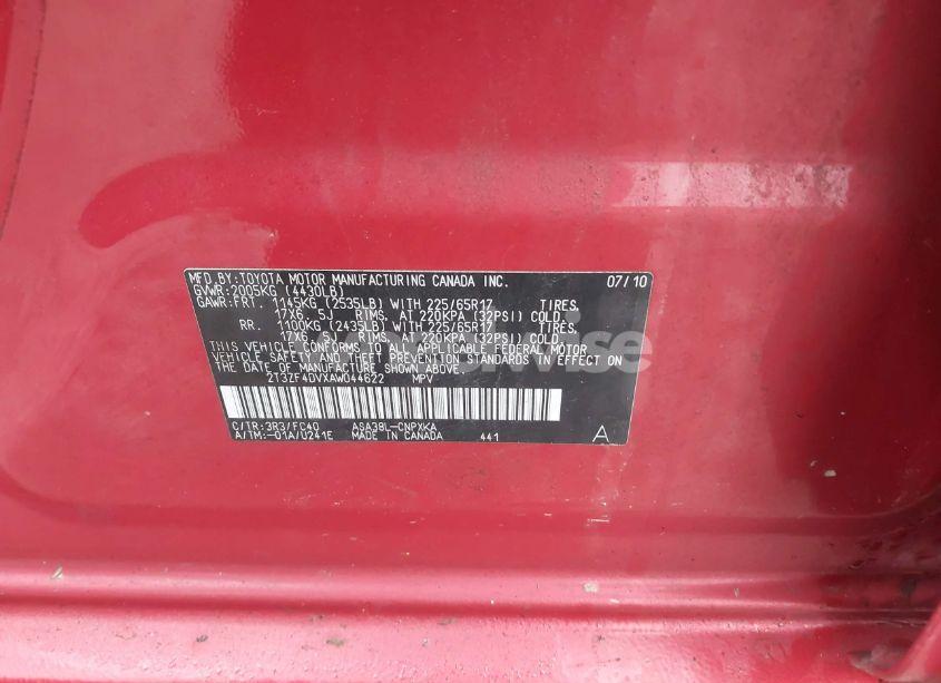 Photo 9 of 2010 Toyota Rav4 (VIN 2T3ZF4DVXAW044622)