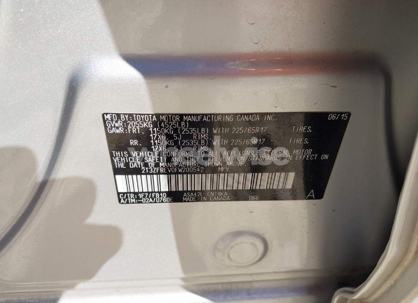 Photo 9 of 2015 Toyota Rav4 LE (VIN 2T3ZFREV0FW200542)