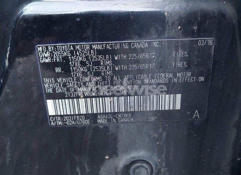 Photo 9 of 2016 Toyota Rav4 LE (VIN 2T3ZFREV0GW268261)