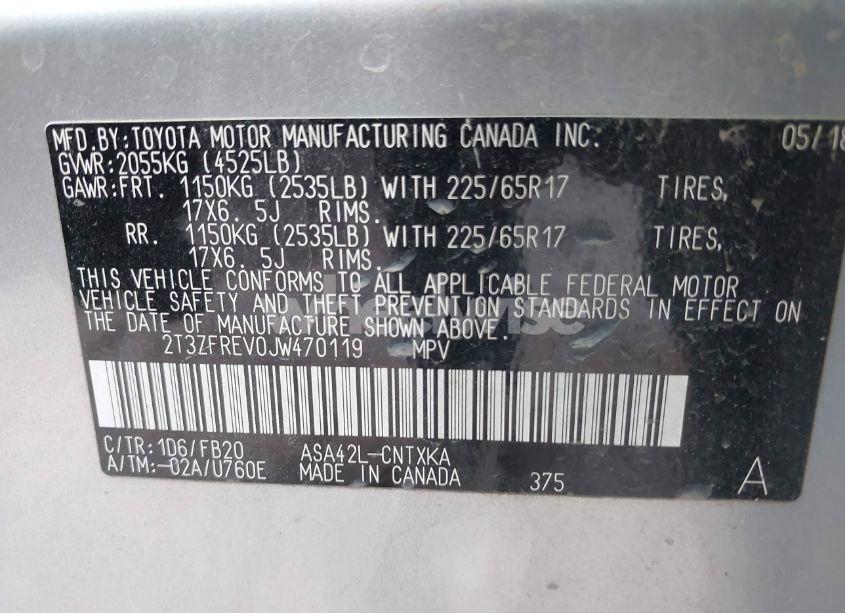 Photo 9 of 2018 Toyota Rav4 LE (VIN 2T3ZFREV0JW470119)