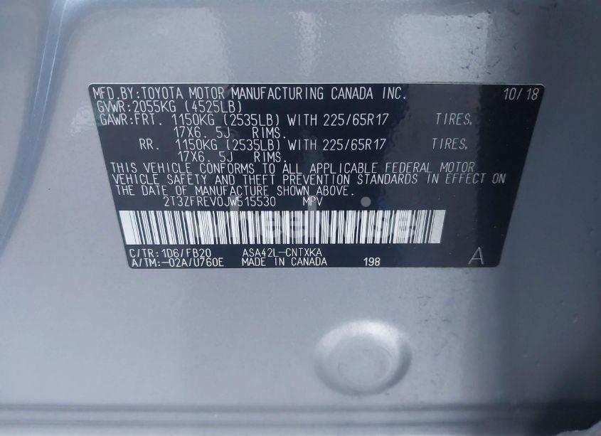 Photo 9 of 2018 Toyota Rav4 LE (VIN 2T3ZFREV0JW515530)