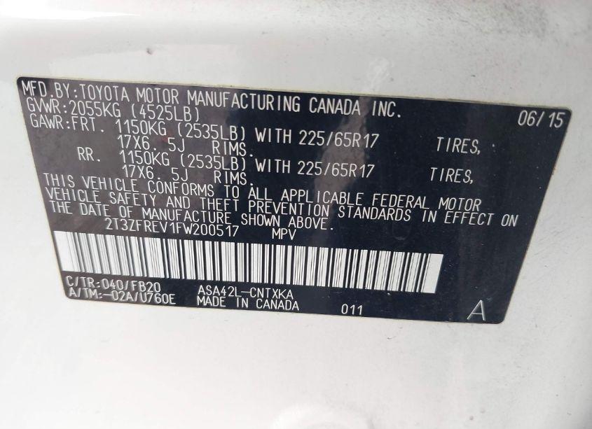 Photo 9 of 2015 Toyota Rav4 LE (VIN 2T3ZFREV1FW200517)