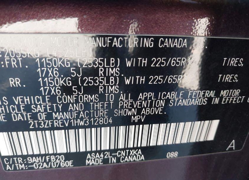 Photo 9 of 2017 Toyota Rav4 LE (VIN 2T3ZFREV1HW312804)