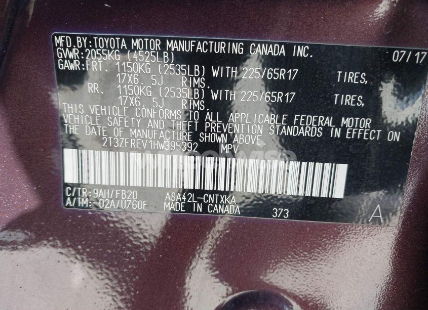 Photo 9 of 2017 Toyota Rav4 LE (VIN 2T3ZFREV1HW395392)