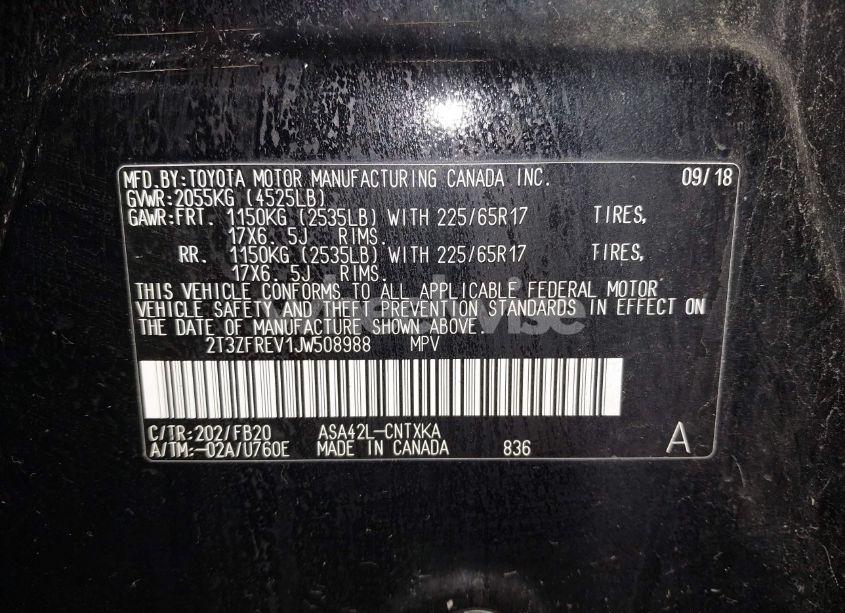 Photo 9 of 2018 Toyota Rav4 LE (VIN 2T3ZFREV1JW508988)
