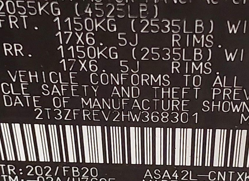 Photo 9 of 2017 Toyota Rav4 LE (VIN 2T3ZFREV2HW368301)