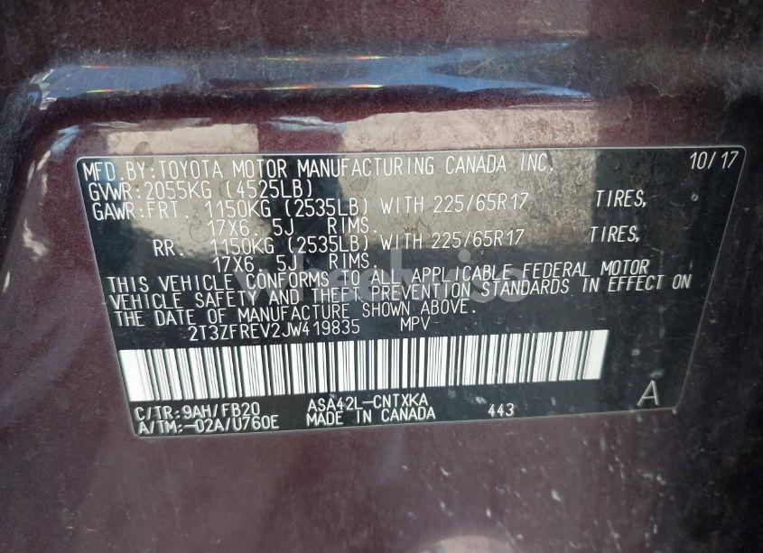 Photo 9 of 2018 Toyota Rav4 LE (VIN 2T3ZFREV2JW419835)