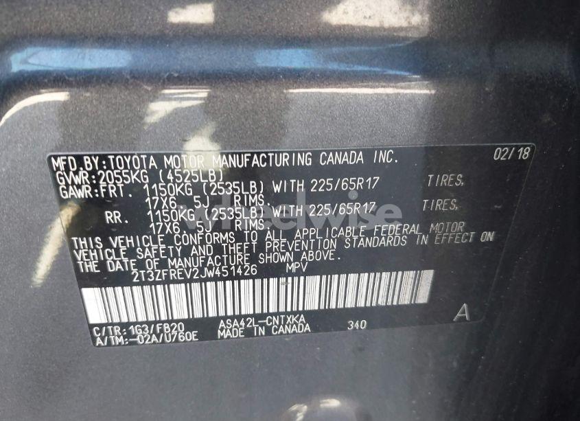 Photo 9 of 2018 Toyota Rav4 LE (VIN 2T3ZFREV2JW451426)