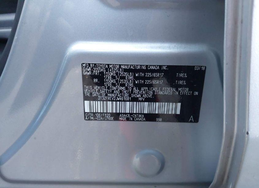 Photo 9 of 2018 Toyota Rav4 LE (VIN 2T3ZFREV2JW461681)