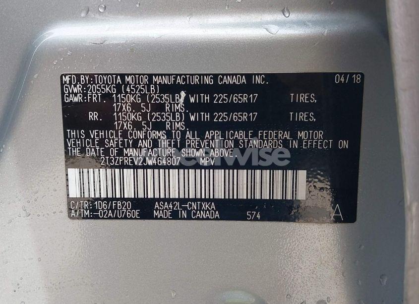 Photo 9 of 2018 Toyota Rav4 LE (VIN 2T3ZFREV2JW464807)