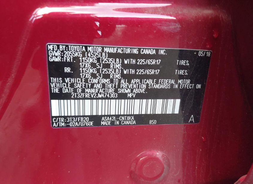 Photo 9 of 2018 Toyota Rav4 LE (VIN 2T3ZFREV2JW474303)