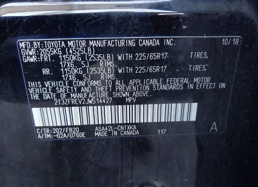 Photo 9 of 2018 Toyota Rav4 LE (VIN 2T3ZFREV2JW514427)