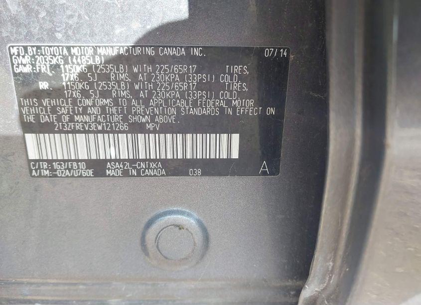 Photo 9 of 2014 Toyota Rav4 LE (VIN 2T3ZFREV3EW121266)