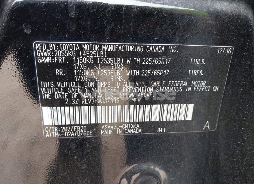 Photo 9 of 2017 Toyota Rav4 LE (VIN 2T3ZFREV3HW337896)