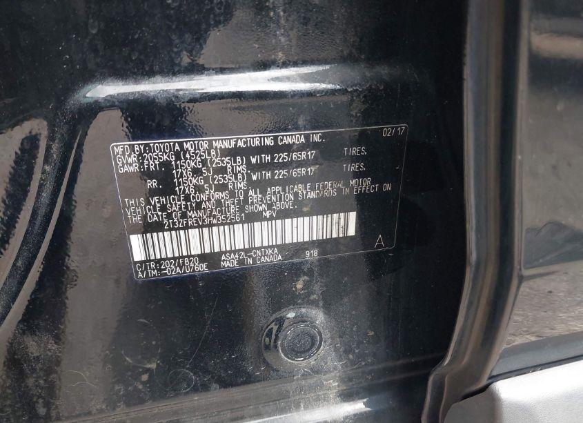 Photo 9 of 2017 Toyota Rav4 LE (VIN 2T3ZFREV3HW352561)