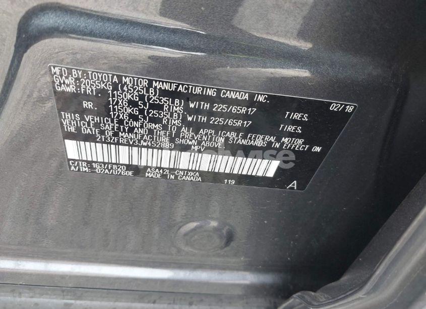 Photo 9 of 2018 Toyota Rav4 LE (VIN 2T3ZFREV3JW452889)