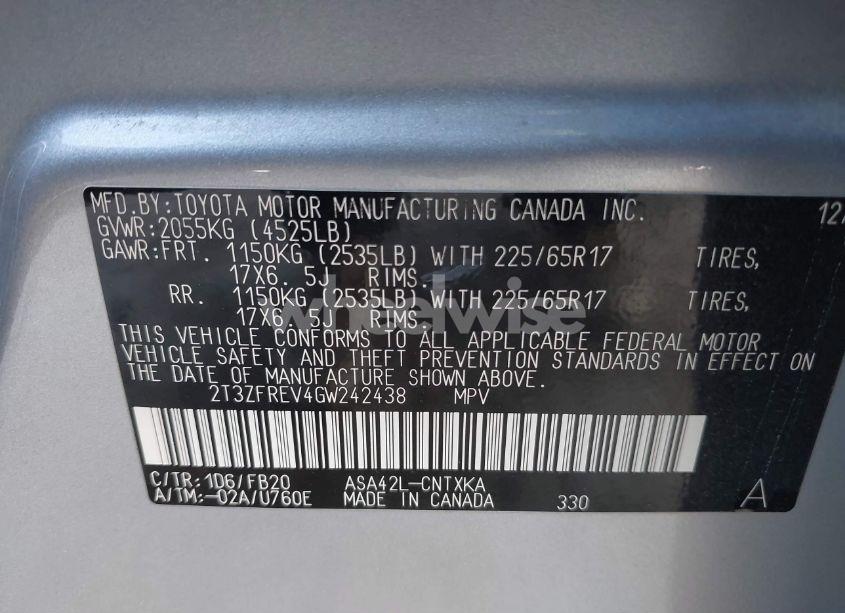 Photo 9 of 2016 Toyota Rav4 LE (VIN 2T3ZFREV4GW242438)