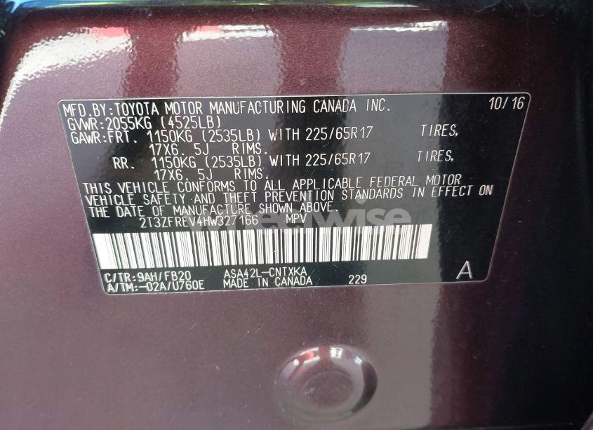 Photo 9 of 2017 Toyota Rav4 LE (VIN 2T3ZFREV4HW327166)