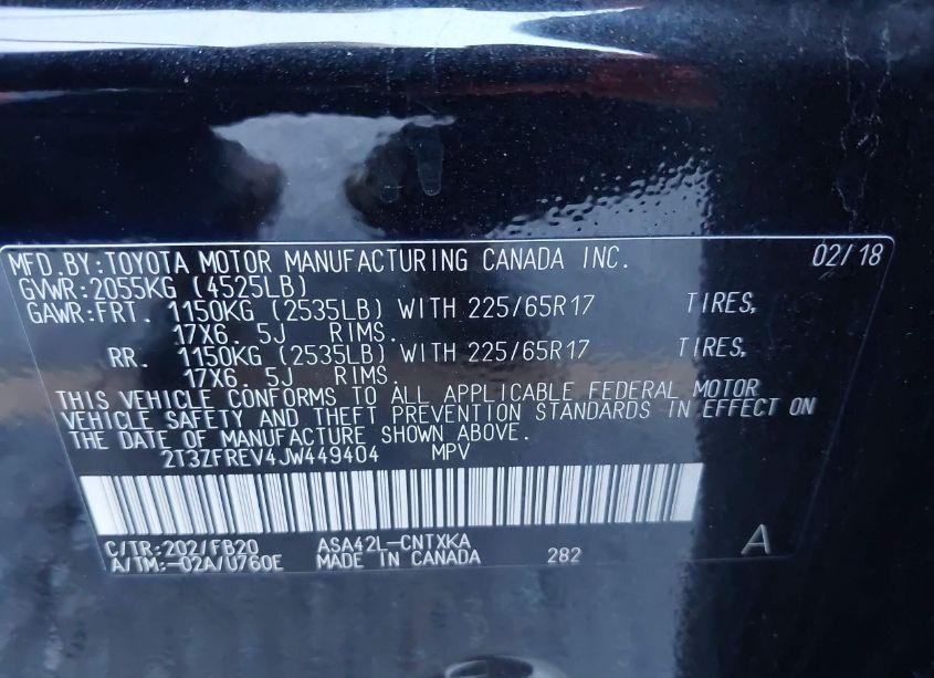 Photo 9 of 2018 Toyota Rav4 LE (VIN 2T3ZFREV4JW449404)