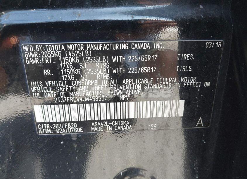 Photo 9 of 2018 Toyota Rav4 LE (VIN 2T3ZFREV4JW458507)