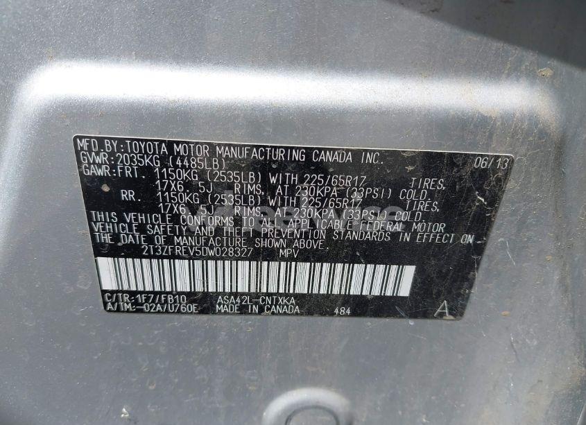 Photo 9 of 2013 Toyota Rav4 LE (VIN 2T3ZFREV5DW028327)